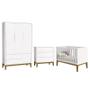 Imagem de Dormitório Infantil Classic 3 Portas, Cômoda 3 Gavetas e Berço Branco Fosco com Pés Amadeirado - Reller Móveis