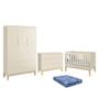 Imagem de Dormitório Infantil Classic 3 Portas, Cômoda 6 Gavetas, Berço com Pés Madeira Natural e Colchão - Reller Móveis