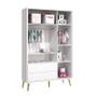 Imagem de Dormitório Infantil Theo 3 Portas, Cômoda 6 Gavetas, Berço, Mesa de Canto Branco Fosco com Pés Madei