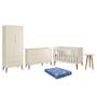 Imagem de Dormitório Infantil Theo Retrô 2 Portas, Cômoda 1 Porta, Berço, Mesa de Apoio com Pés Amadeirado e Colchão - Reller Móveis