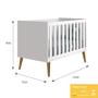 Imagem de Dormitório Infantil Theo Retrô 3 Portas, Cômoda 1 Porta, Berço, Mesa de Apoio Branco com Pés Amadeirado e Colchão - Reller Móveis