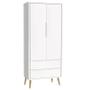 Imagem de Dormitório Theo 2 Portas, Cômoda com Porta Branco com Pés Madeira Natural e Colchão D18 - Reller Móveis