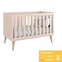 Imagem de Dormitório Theo 3 Portas, Cômoda 6 Gavetas, Berço, Mesa de Canto Rosa Fosco com Pés Madeira Natural e Colchão - Reller Móveis