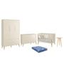 Imagem de Dormitório Theo Retrô 3 Portas, Cômoda 1 Porta, Berço, Mesa de Apoio com Pés Madeira Natural e Colchão - Reller Móveis