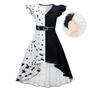 Imagem de Dressy Margarida Preto e Branco Spot Diabólico Halloween Fantasia Fancy High Low Dress com peruca de cabelo para crianças meninas tamanho 12, estilo B