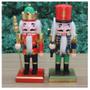 Imagem de Dupla Boneco Natal Papai Noel Madeira Guarda Quebra Nozes 20cm