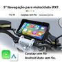 Imagem de DVR para Motocicleta 5 Polegadas - Sem Fio, CarPlay, Android Auto, IP67, Câmeras Frontal e Traseira, Bluetooth