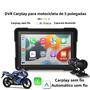 Imagem de DVR para Motocicleta 5 Polegadas - Sem Fio, CarPlay, Android Auto, IP67, Câmeras Frontal e Traseira, Bluetooth