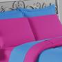 Imagem de Edredom Casal 100% Algodão Em Malha Fio 30/1 Dupla Face Kit 04 Peças - Pink Com Azul Turquesa