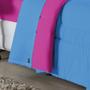 Imagem de Edredom Casal 100% Algodão Em Malha Fio 30/1 Dupla Face Kit 04 Peças - Pink Com Azul Turquesa