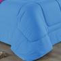 Imagem de Edredom Casal 100% Algodão Em Malha Fio 30/1 Dupla Face Kit 04 Peças - Pink Com Azul Turquesa