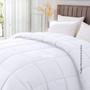 Imagem de Edredom Casal Queen Cobertor Cama Premium com Toque de Plumas Frio Quente Inverno Barato BRANCO E CINZA