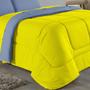 Imagem de Edredom Dupla Face King Size 100% Algodão Em Malha Fio 30/1 - Amarelo Com Azul Claro
