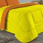 Imagem de Edredom Dupla Face King Size 100% Algodão Em Malha Fio 30/1 - Amarelo Com Laranja