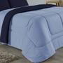 Imagem de Edredom Dupla Face King Size 100% Algodão Em Malha Fio 30/1 - Azul Claro Com Azul Marinho