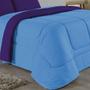 Imagem de Edredom Dupla Face King Size 100% Algodão Em Malha Fio 30/1 - Azul Turquesa Com Roxo