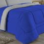 Imagem de Edredom Dupla Face Queen Size 100% Algodão Em Malha Fio 30/1 - Azul Royal Com Cinza