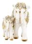 Imagem de Elefante Mãe Filhote Branco Ornamentado 18cm - Resina Animais