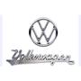 Imagem de emblema logotipo capô do fusca antigo mais Volkswagen manuscrito letreiro duas peças cromada