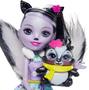 Imagem de Enchantimals Stinkin' Cute Vanity Playset com Sage Skunk Small Doll (6-in) e Caper Animal Friend Figure, Inclui Vanity Set, Benches, e Acessórios de Beleza, faz um grande presente para crianças de 3 a 8 anos