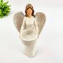 Imagem de Enfeite Anjo Castiçal Com Vela Decoração 20Cm Branco Moderno