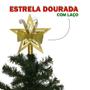 Imagem de Enfeite Árvore De Natal Ponteira Estrela Dourada Vada Laço