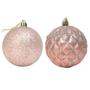 Imagem de Enfeite bola natalina 2 peças em plástico 10cm Diamante Rose