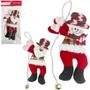 Imagem de Enfeite de pendurar papai noel / boneco de neve xadrez vd com guizo 27x15cm