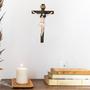 Imagem de Enfeite Decorativo de Sala - Crucifixo de Parede com Cristo em Resina 24,5 Cm