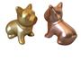 Imagem de Enfeite Decorativo Kit 2 Buldog Cerâmica Rosé/Gold Fosco 