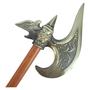 Imagem de Enfeite Medieval Machado Duplo Espada Central Suporte Mdf