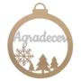 Imagem de Enfeite Natal Agradecer Em Mdf Com Duas Unidades Dourado Com Branco  25x21cm