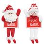 Imagem de Enfeite pendurar quadro feliz natal papai noel / boneco de neve 25x11cm - Rio Master
