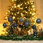 Imagem de Enfeites de bola de Natal azul-marinho decorações da árvore de Natal com corda pendurada-36pcs enfeites de Natal à prova de quebra conjunto com 6 estilos em 3 tamanhos (pequeno médio grande)