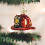 Imagem de Enfeites de Natal do Velho Mundo: Capacete de Bombeiro Vidro Soprado Enfeites para Árvore de Natal (32225)