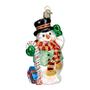 Imagem de Enfeites de Natal do Velho Mundo: Snowman Assortment Glass Blowown Ornaments para a árvore de Natal, Candy Cane Snowman, Vermelho (24068)