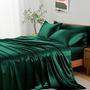 Imagem de Entisn 5Pcs Silky Satin Sheets Set, Queen Size Satin Bed Sheets Set, Blackish Green Luxury Beddding Sets, Breathable & Ultra Soft Sheets Set inclui 1 folha equipada, 1 folha plana, 3 fronhas