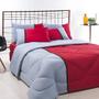 Imagem de Enxoval Edredom + Jogo De Cama King Aconchego Premium 06 Peças - Vermelho/ Cinza 