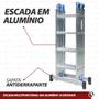 Imagem de Escada Articulada em Alumínio 16 Degraus 4x4 Profissional Real