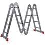 Imagem de Escada De Alumínio Extensiva 8 em 1 Multifuncional Articulada 6 Degraus 4x4 Worker