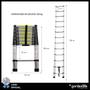 Imagem de Escada Telescopica Extensiva Aço Inoxidável 13 Degraus 3,8M