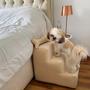 Imagem de Escadinha Pet 3 Degraus Cachorro Escada Cão Bege Suede Grace