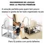 Imagem de Escorredor de Louça Inox Porta e Seca Talher Copos Suporte Pia 12 Pratos c/ Dispenser Brinox