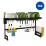 Imagem de Escorredor de Louça Suspenso 85cm Organizador Modular 24 Pratos com Ganchos, Porta Copos e Talheres