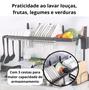 Imagem de Escorredor de Louça Suspenso 85cm Preto luxuoso- de Cozinha em Aço Inoxidável para Pratos