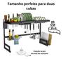 Imagem de Escorredor de Louça Suspenso 85cm Preto luxuoso- de Cozinha em Aço Inoxidável para Pratos