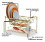 Imagem de Escorredor De Louças 2 Andares Com Porta Talheres Dourado