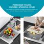 Imagem de Escorredor de Louças Esteira Secadora/Secagem Dobrável Aço Inox Multifunções Portátil Dobrável Descanso Panelas Cozinha 23 x 47cm