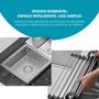 Imagem de Escorredor de Louças Esteira Secadora/Secagem Dobrável Aço Inox Multifunções Portátil Dobrável Descanso Panelas Cozinha 23 x 47cm