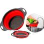 Imagem de Escorredor de macarrao alimentos dobravel em silicone arroz legumes salada portatil vermelho